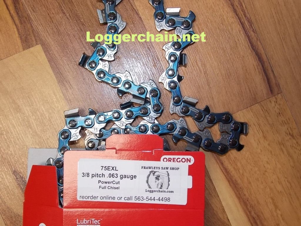 75EXL092G 3/8 pitch .063 gauge 92 Drive link Full chisel saw chain