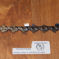 72JPX064 18" 3/8 pitch .050 gauge 64 DL Full Chisel Skip tooth Chain