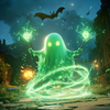 Jinx green wand ghost from a magic Halloween movie