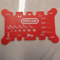 556418 Oregon chainsaw chain tool checks Pitch and Gauge on bar and file size